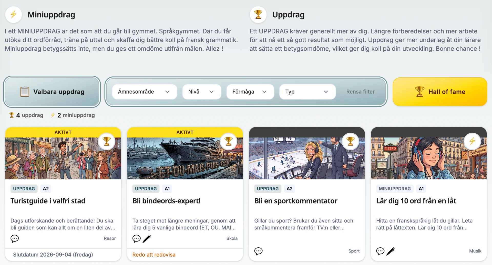 Exempel från Plugga franska!